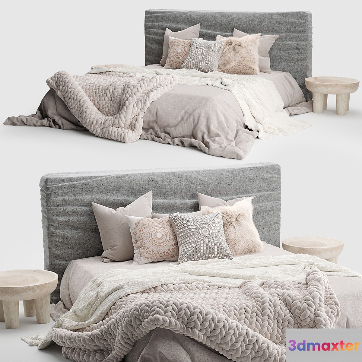 Zulu Upholstered Bed Charcoal - No.5