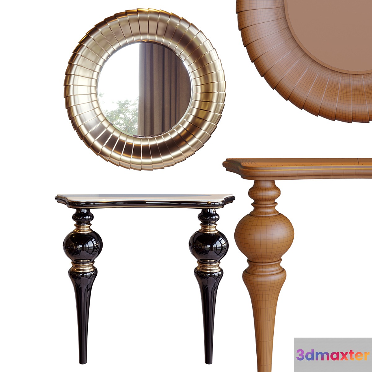 Console and round mirror
