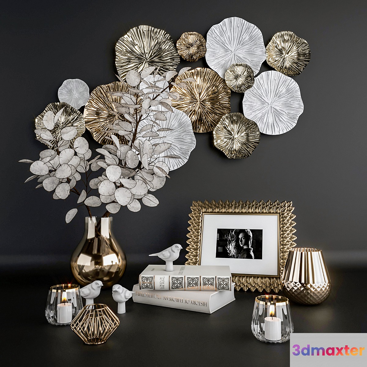 Decorative set with Lunaria. 3D Max