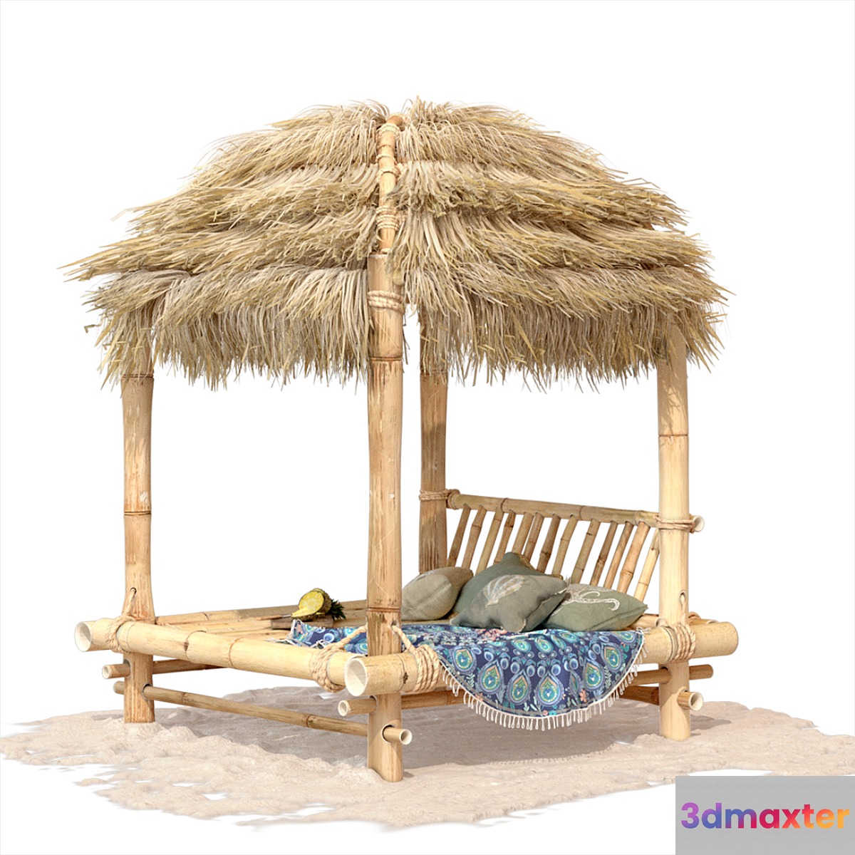 Bamboo hut with bed 3D Max