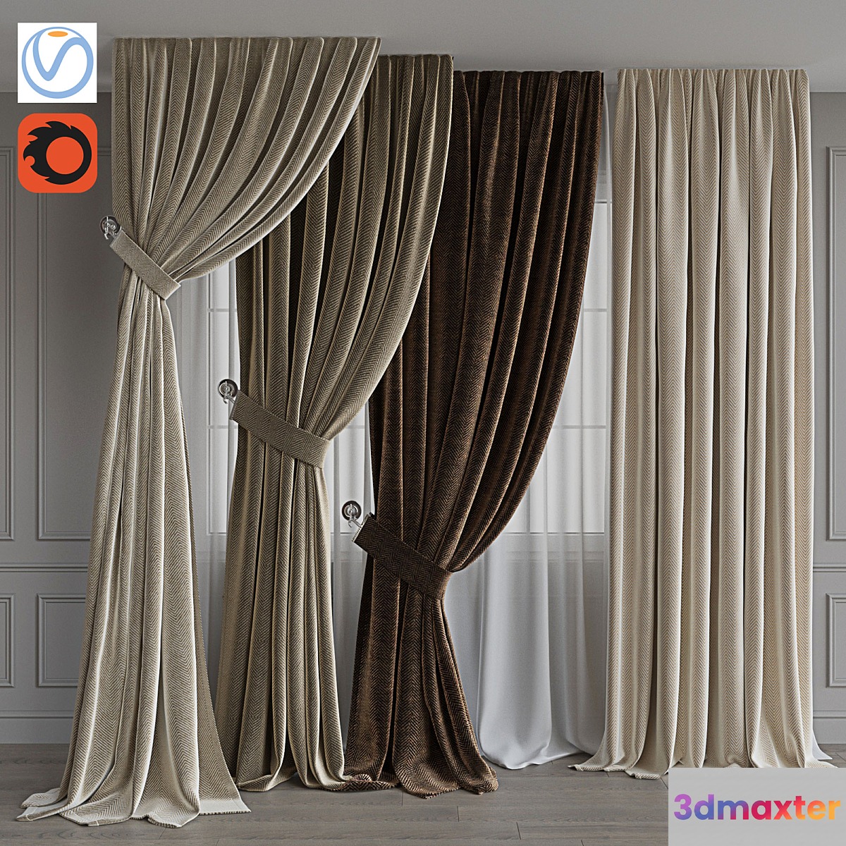 Set of portieres 39. Beige gamma - No.3