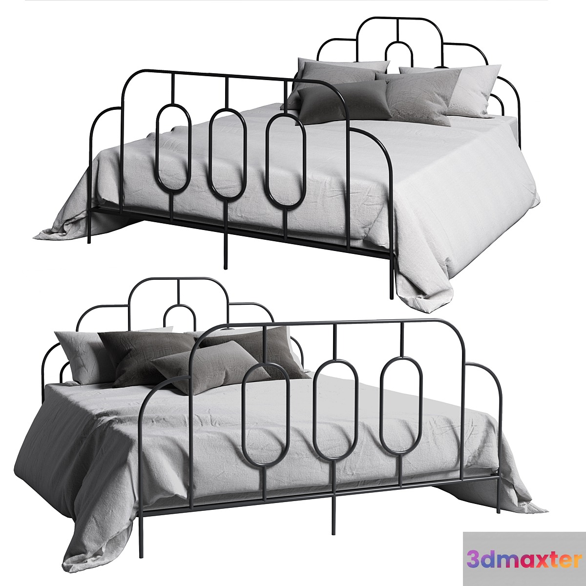 Sheryl Metal Retro Standard Bed 3D Max
