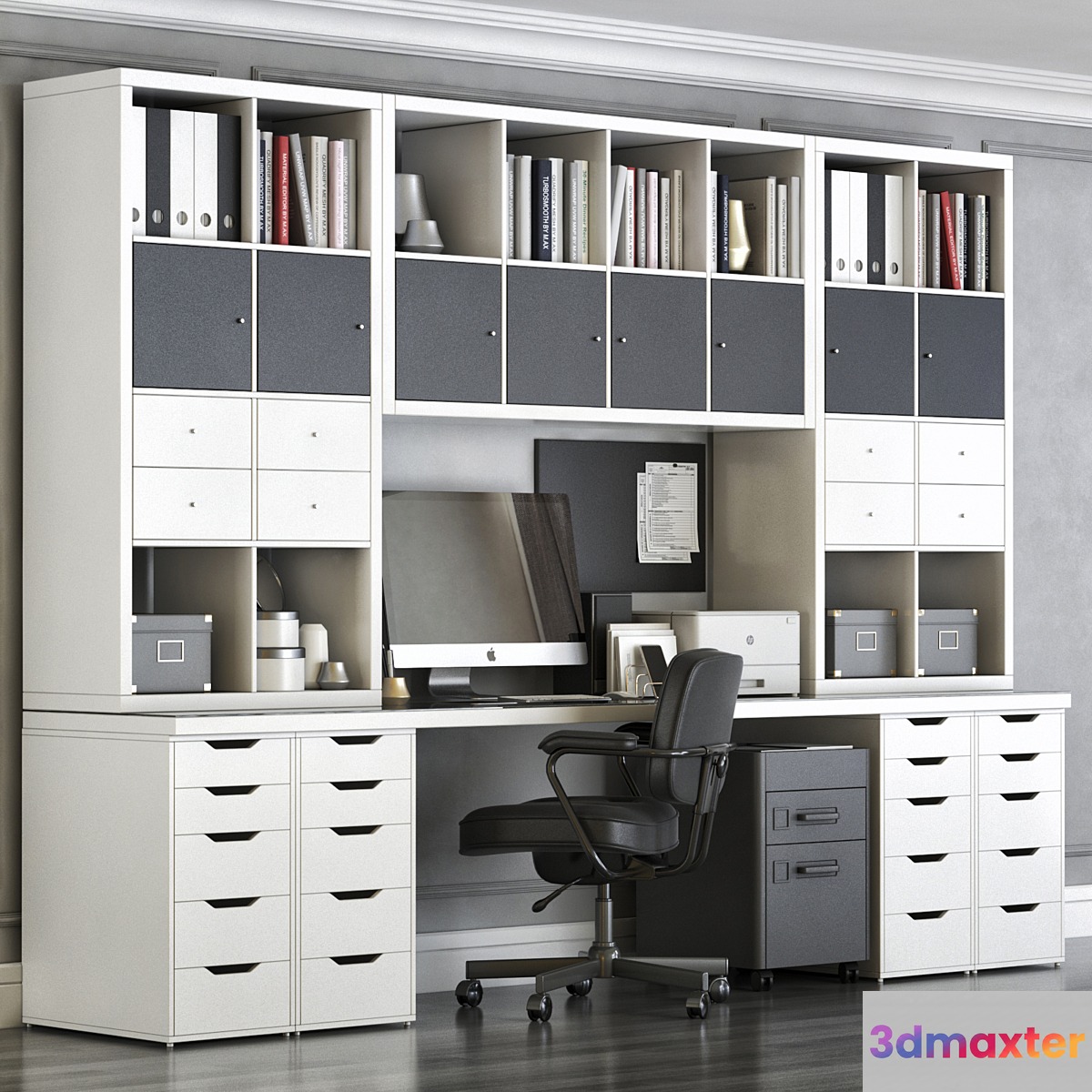 IKEA KALLAX office workplace 3D Max