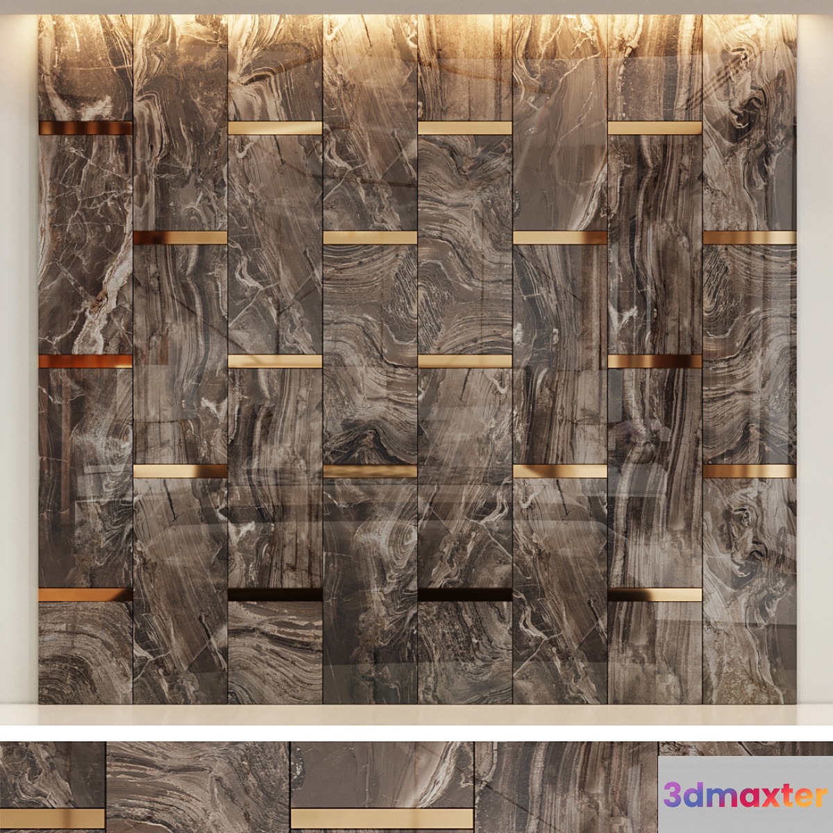 Decorative panel Rex Marble brown 3D Max