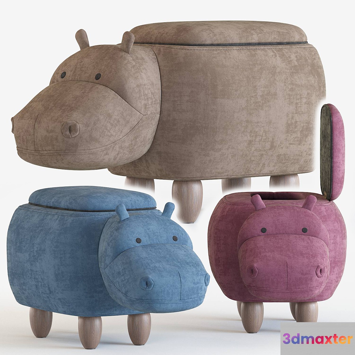 Hippo children's storage stool 3D Max