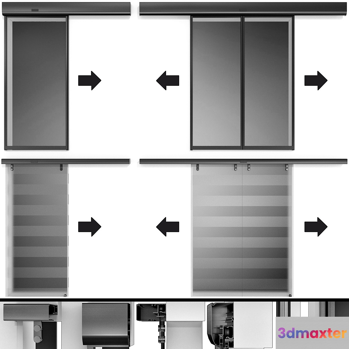 Automatic Sliding Metal Glass Doors 3D Max