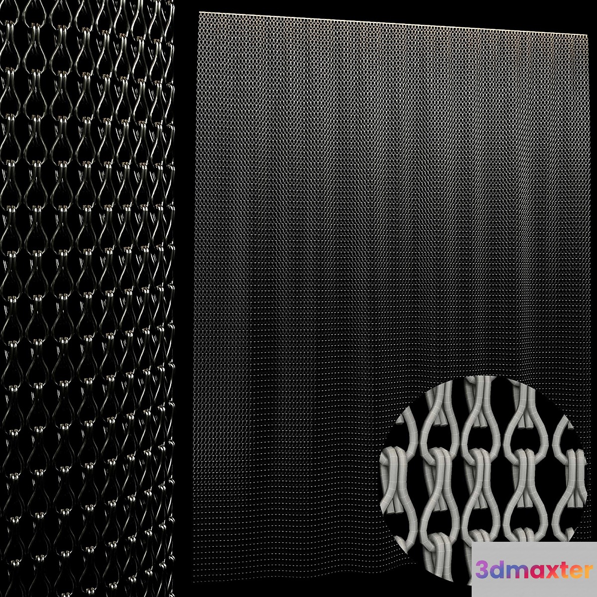 metal chain curtain 2 3D Max