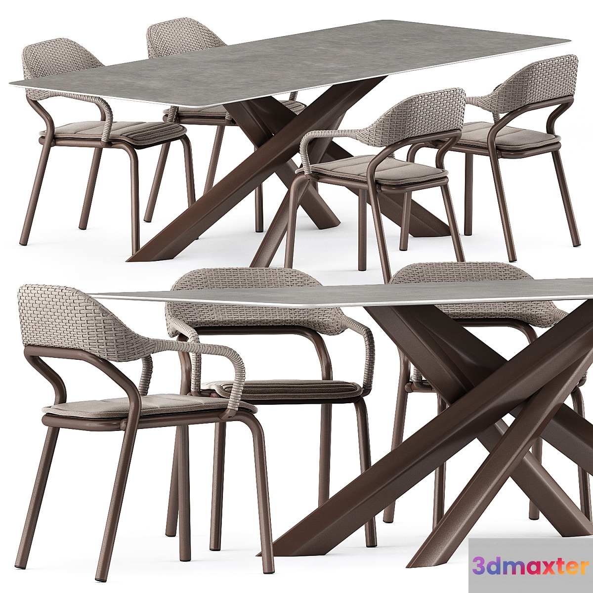 NOSS Armchair and SYSTEM STAR tavolo table by varaschin 3D Max