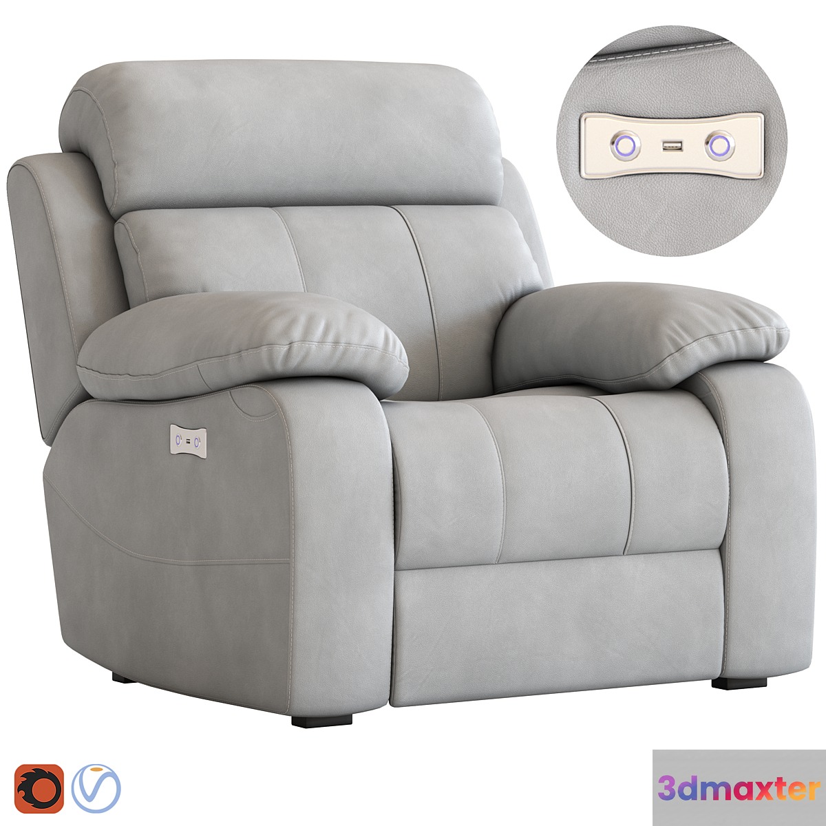 Armchair with foot lift 3D Max