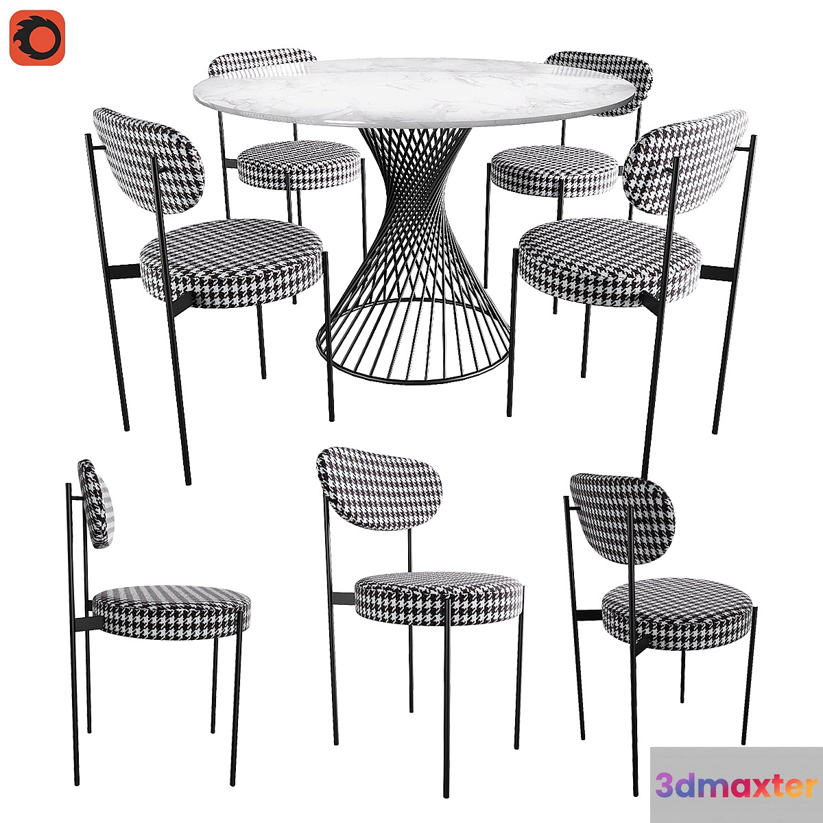 Table Calligaris Vortex Chair Dublin Houndstooth 3D Max