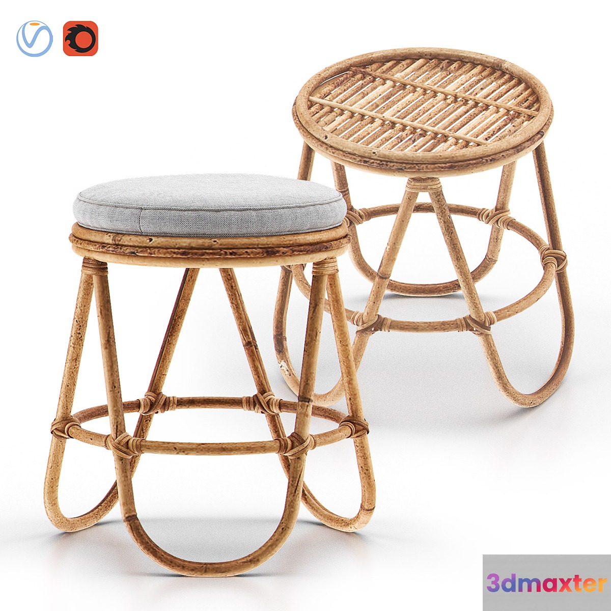 SKYE Rattan Stool 3D Max