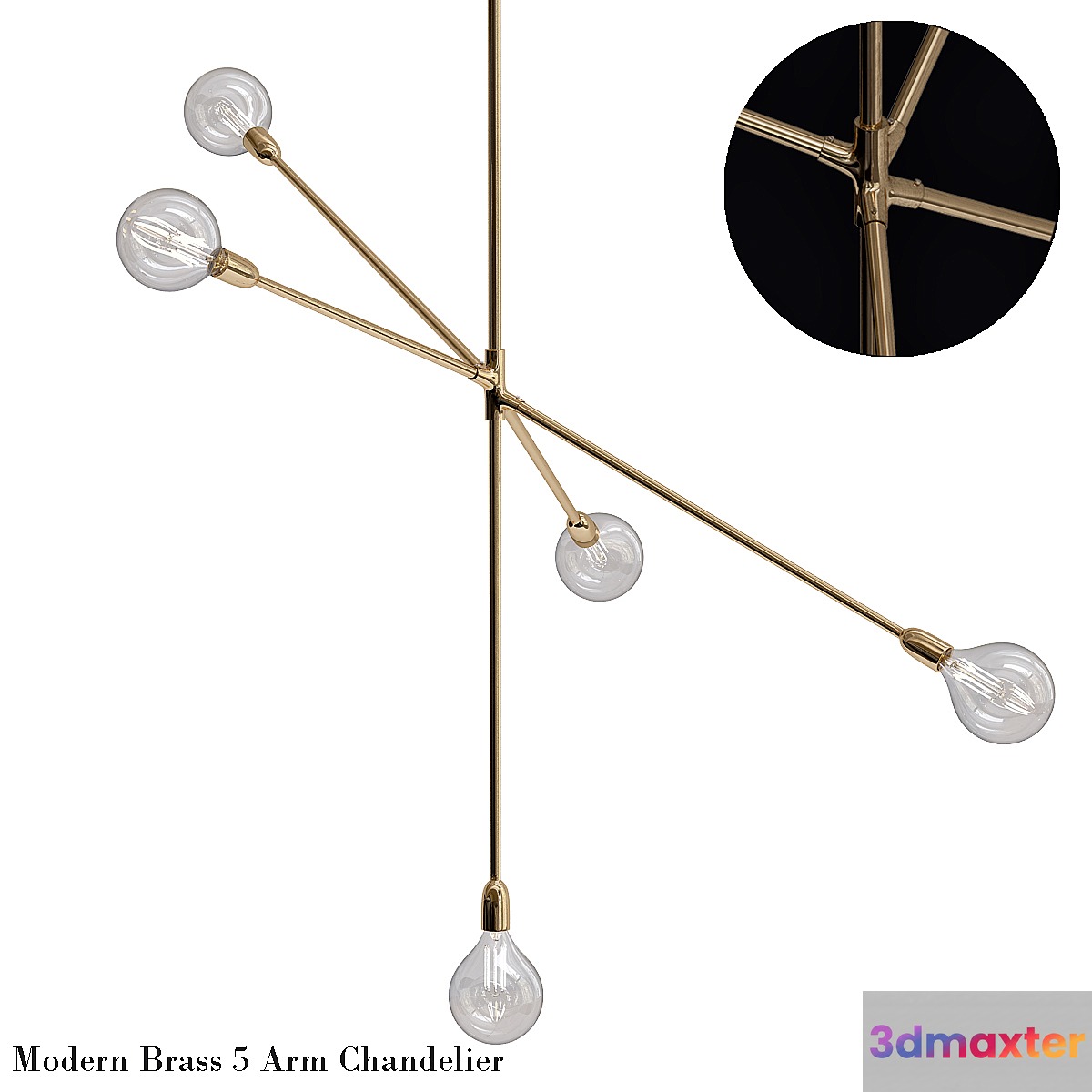 Modern brass 5 arm chandelier - No.4