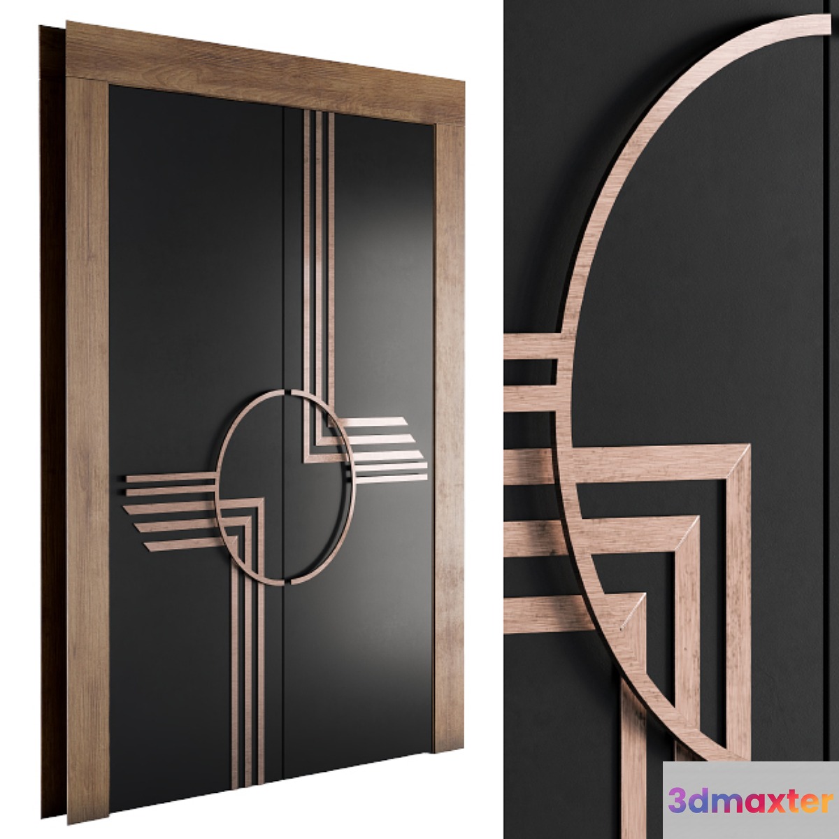 Minimal Black and Gold Door 3D Max