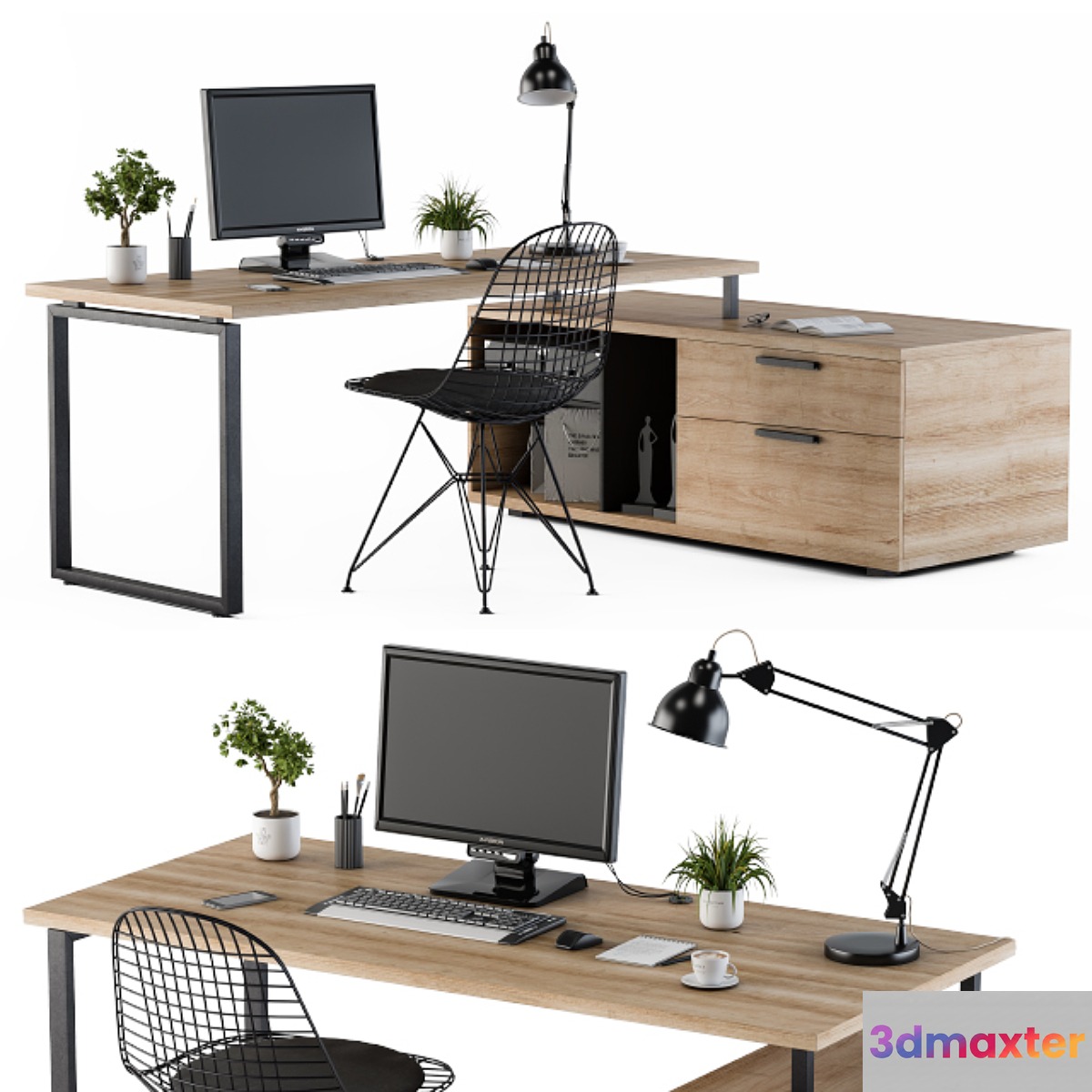 Home Office Wooden Loft style 3D Max