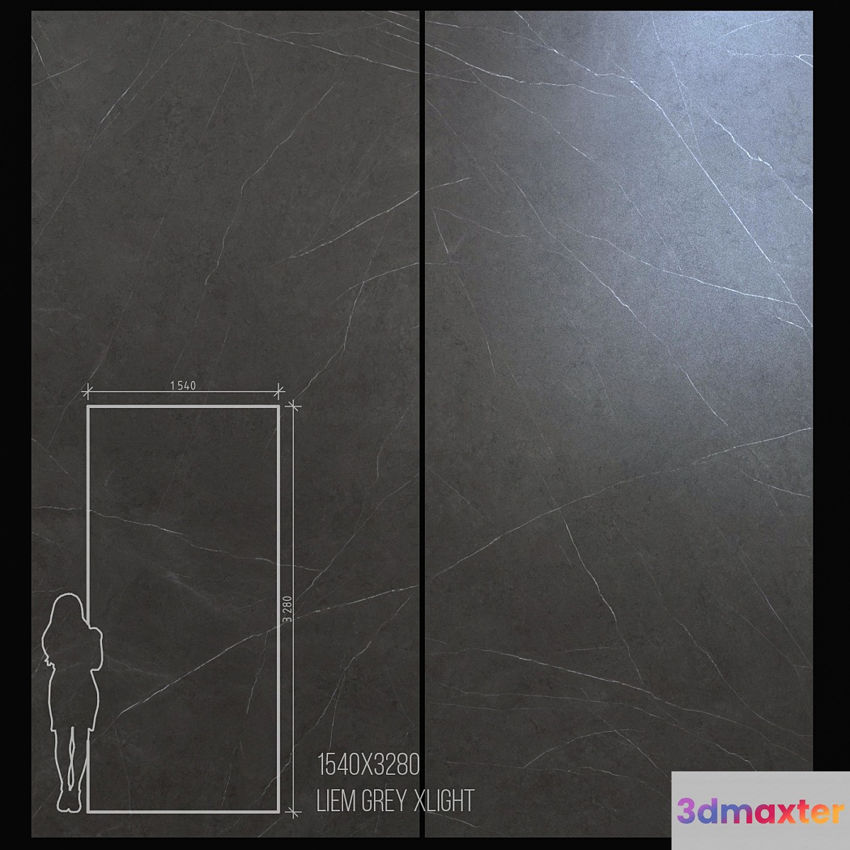 Ceramic Tile Urbatek Porcelanosa Xlight Liem Gray 1540x3280 3D Max