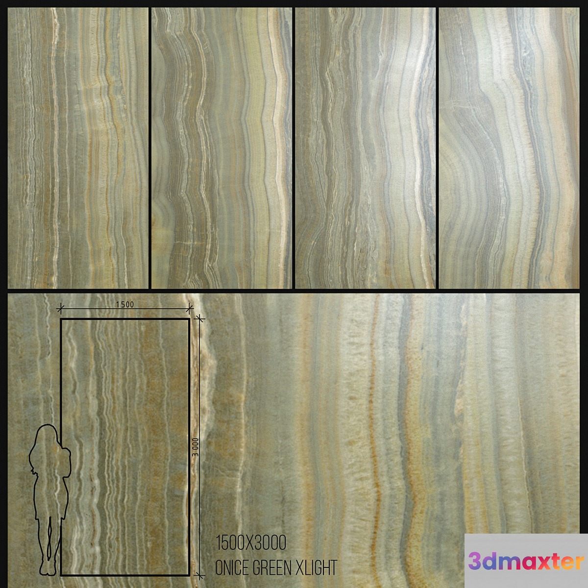 Ceramic Tile Urbatek Porcelanosa Xlight Onice Green 1500x3000 3D Max