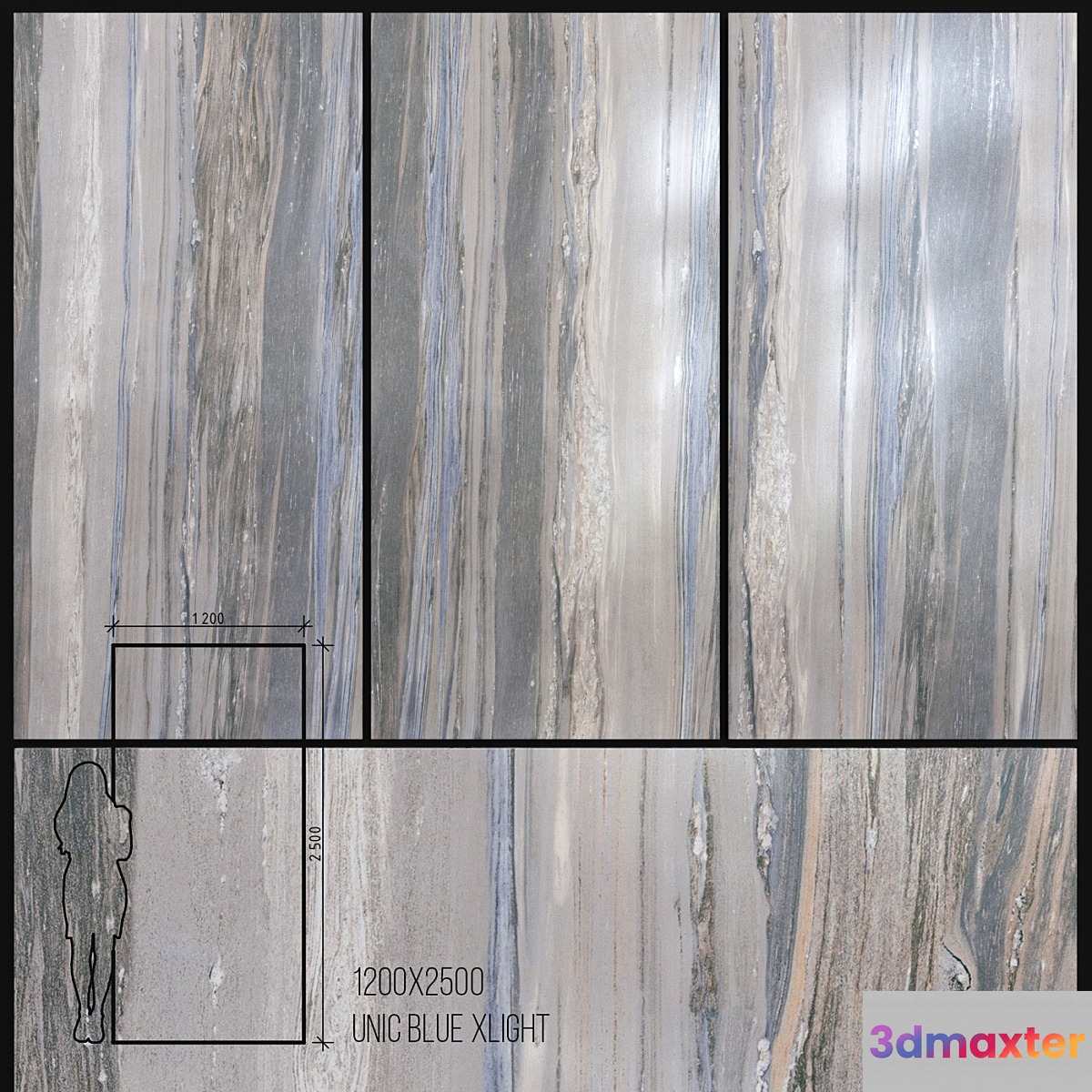 Ceramic Tile Urbatek Porcelanosa Xlight Unik Blue 1200x2500 3D Max