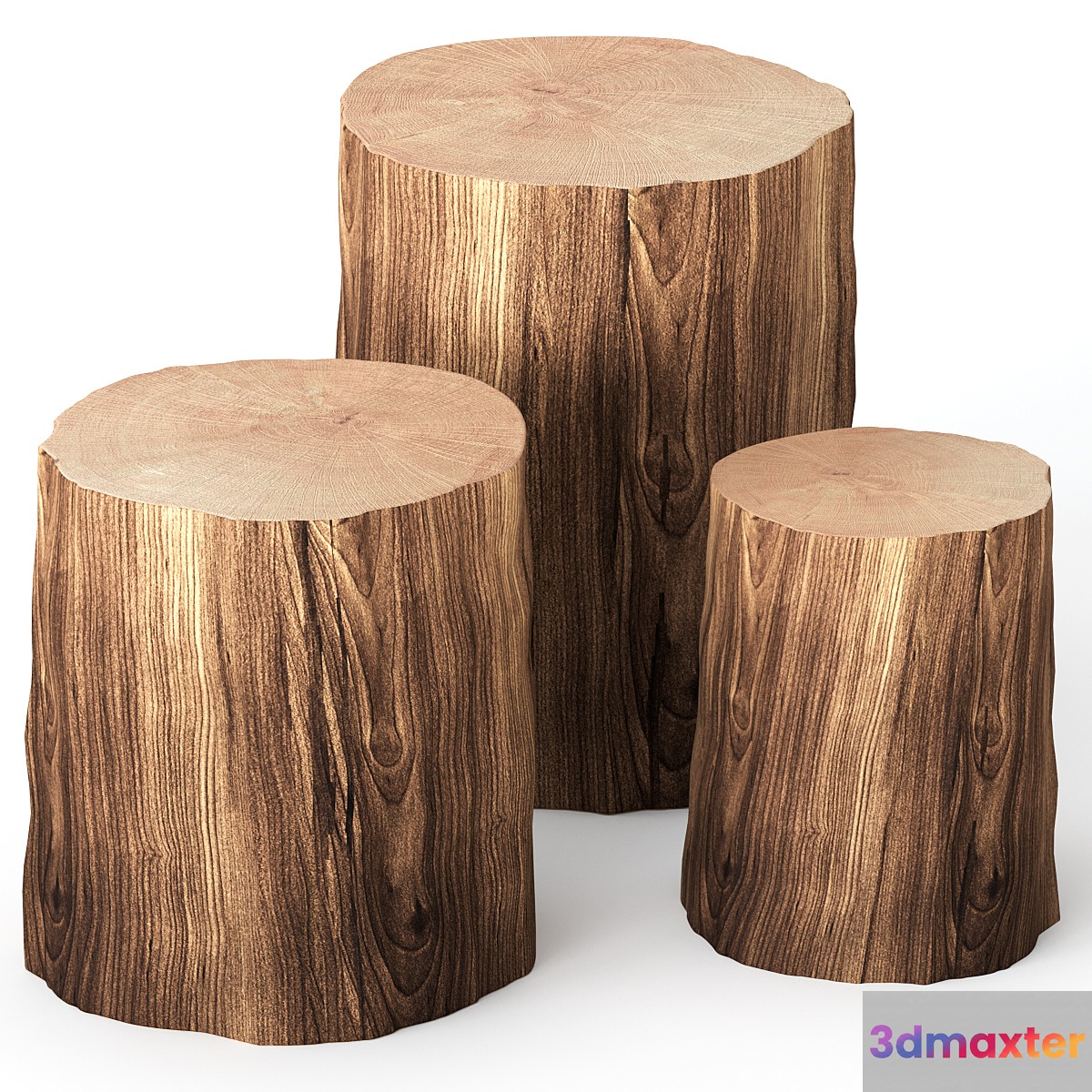 Coffee tables made of stumps 3D Max