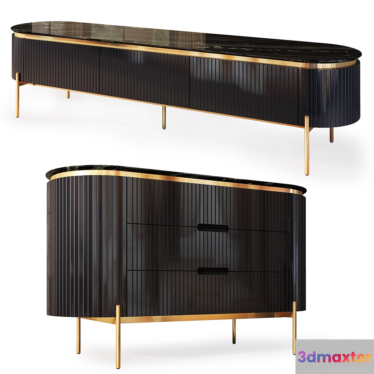 Dresser and TV stand Tesla black. Dresser TV stand by Medusa Home 3D Max