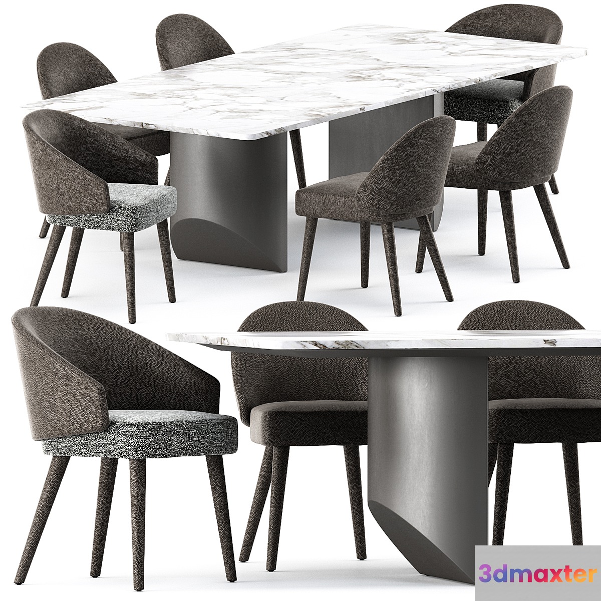 Lawson Dining Chair and Wedge Dining Table by Minotti 3D Max