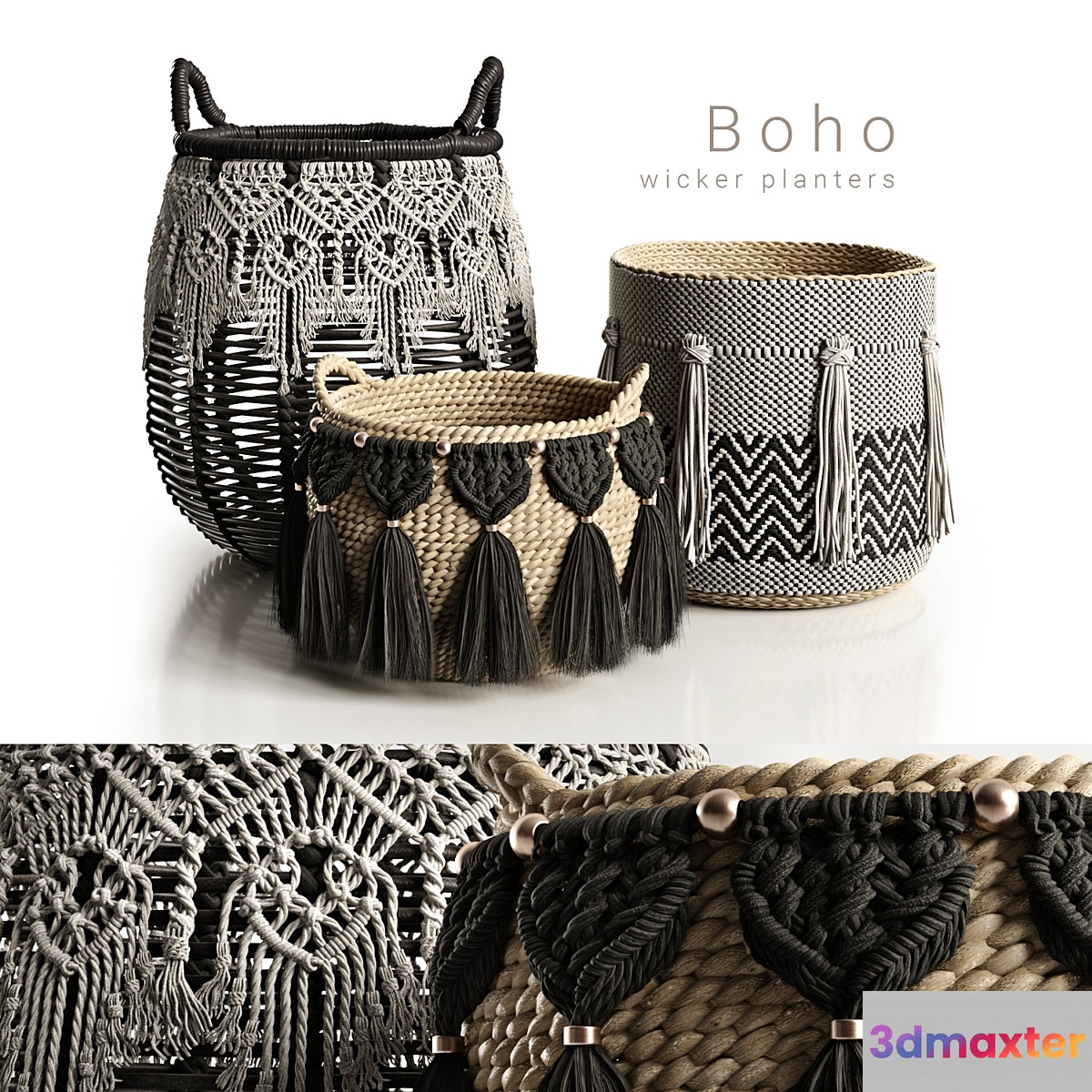 Boho wicker planters - No.3