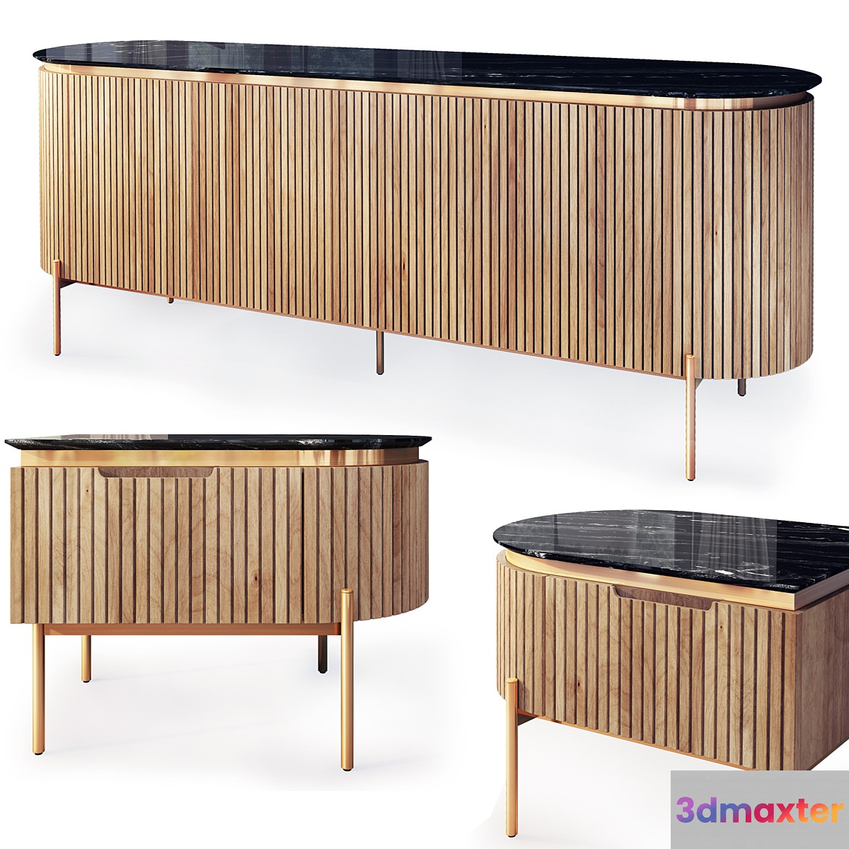 Dresser and nightstand Tesla wooden. Nightstand sideboard by Medusa Home 3D Max