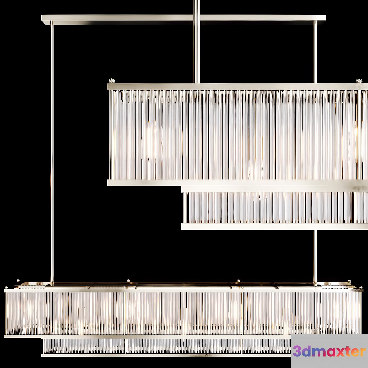 Restoration Hardware MARAIS LINEAR CHANDELIER 60 Nickel 3D Max