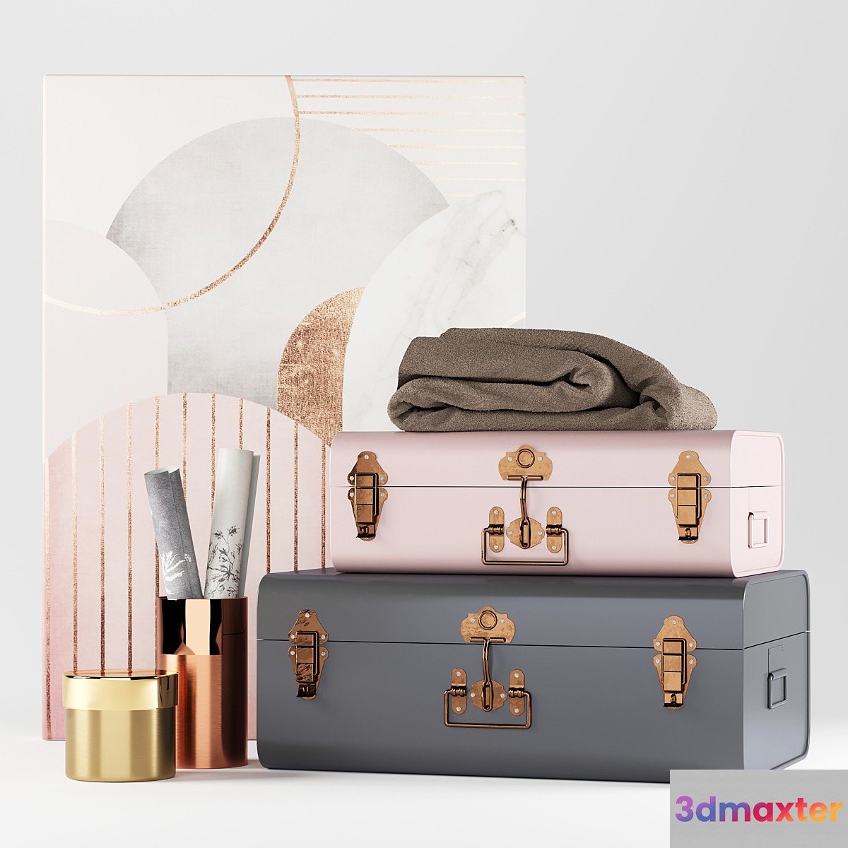 Decorative set of 2 Elori suitcase chests