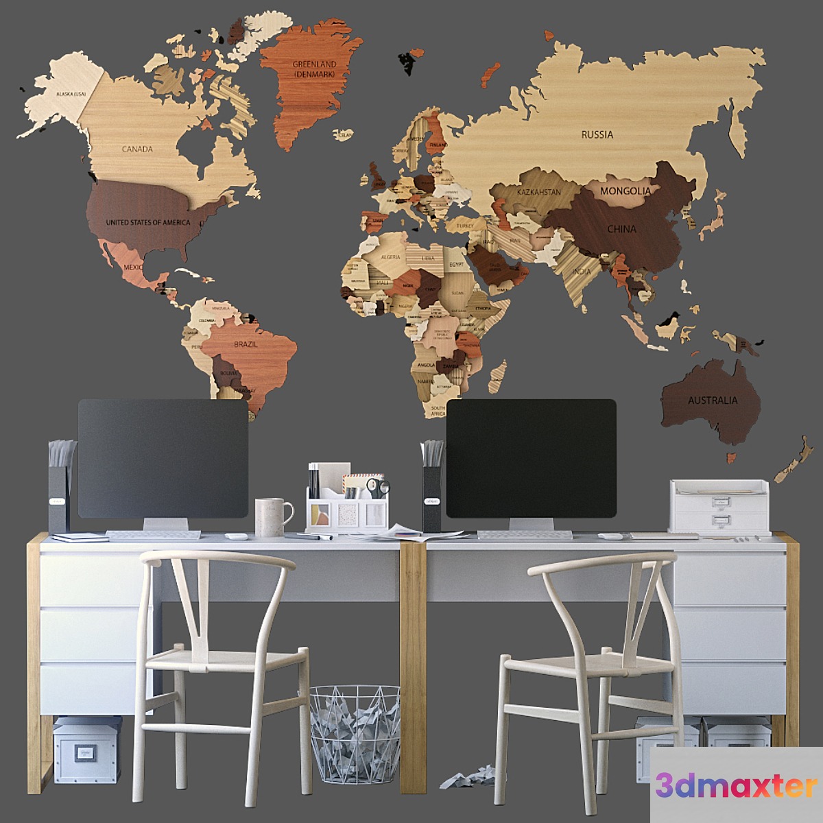Office set with a map - No.3