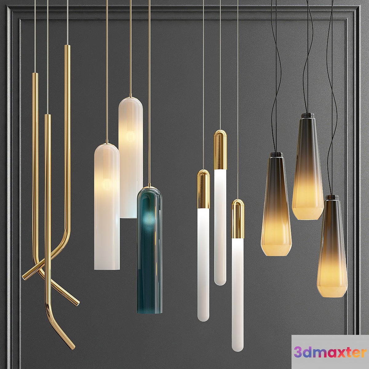 Collection hanging lightings 3D Max