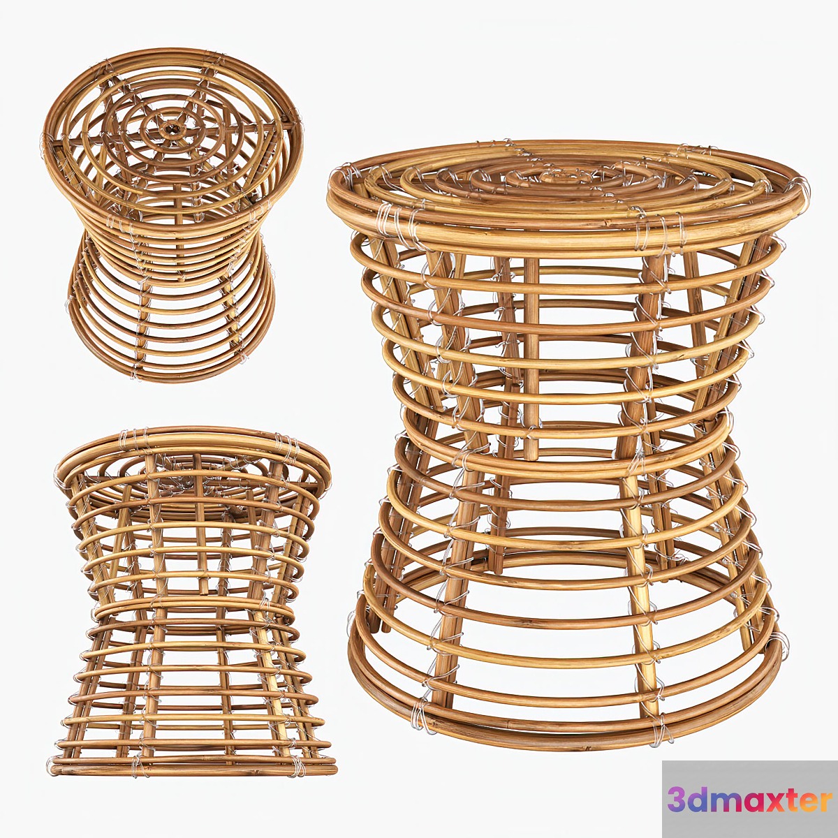 Wicker coffe table _ Rattan stool - No.3
