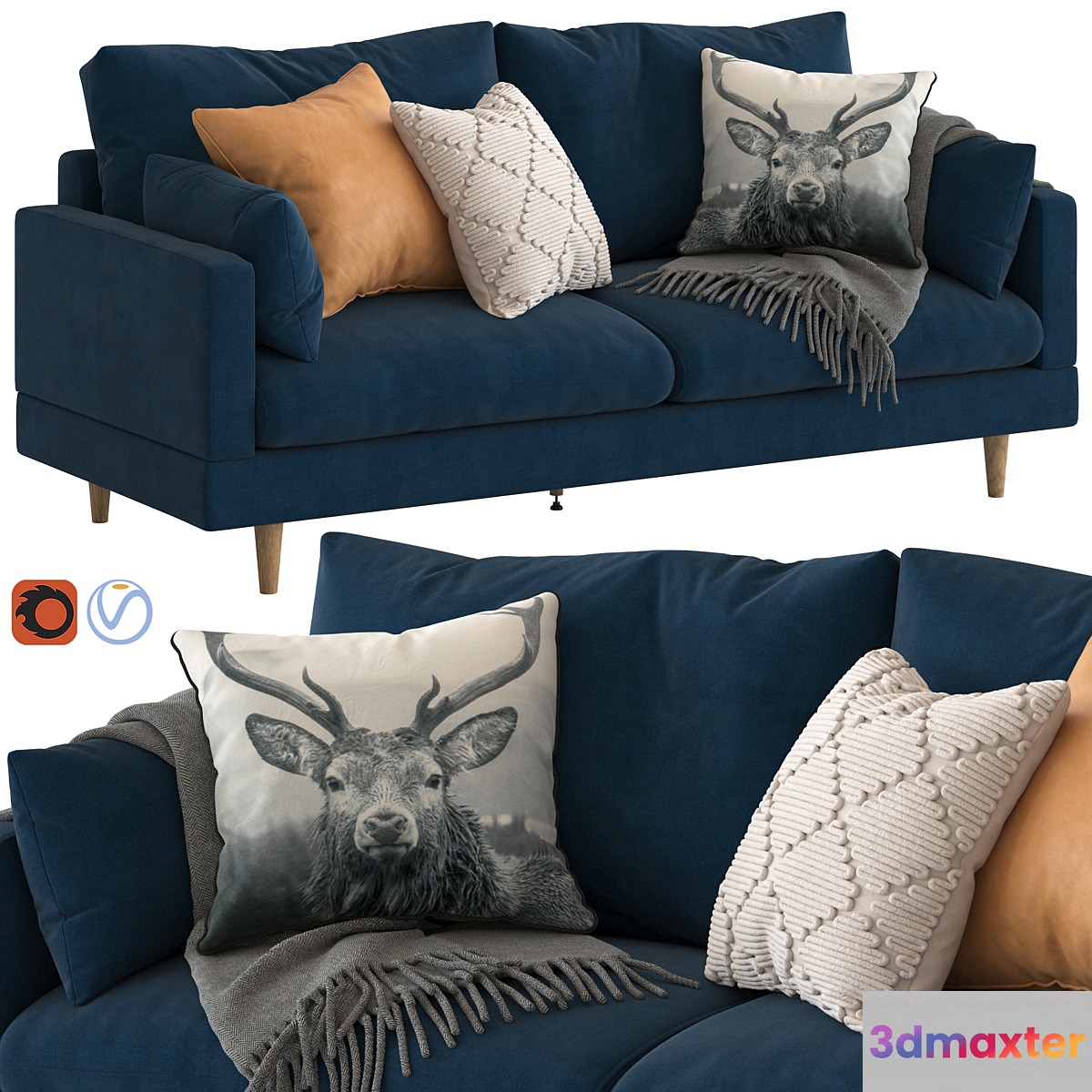 Temple and Webster Silas Sofa 3 seater 3D Max