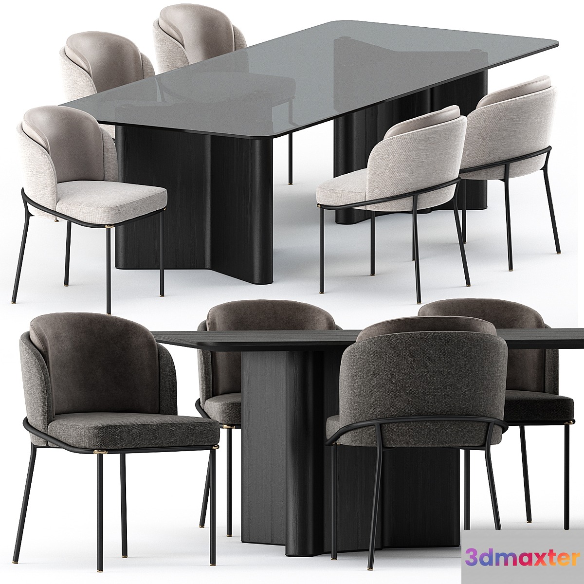 FIL NOIR chair and LOU Dining Table by Minotti