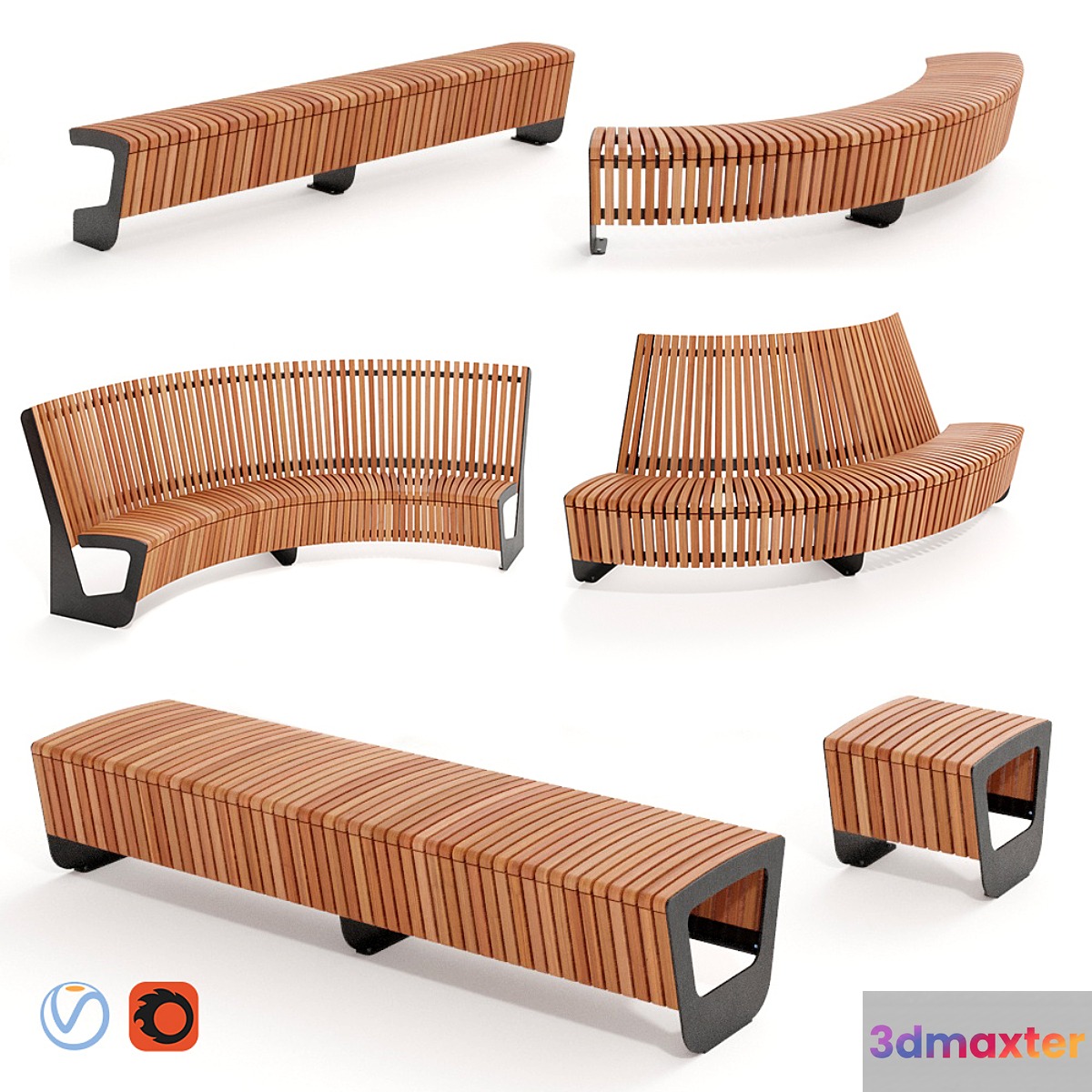 MMCITE. Park benches Landscape Compact 3D Max