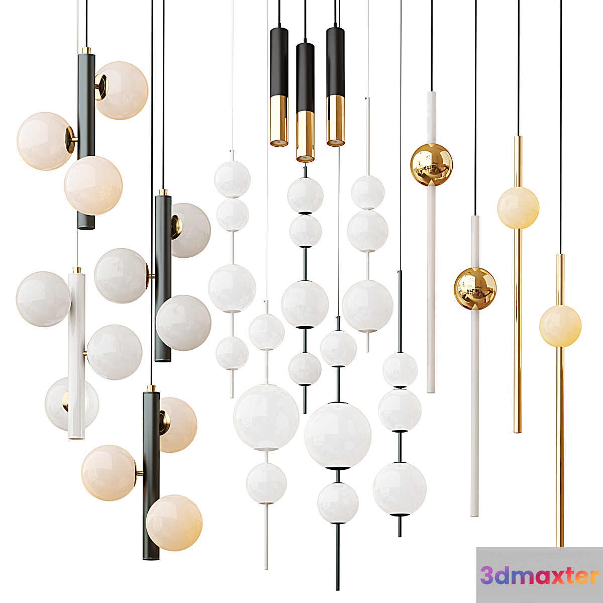 Modern Style Lighting Set 3 Lampatron; Delightfull; Lee broom 3D Max