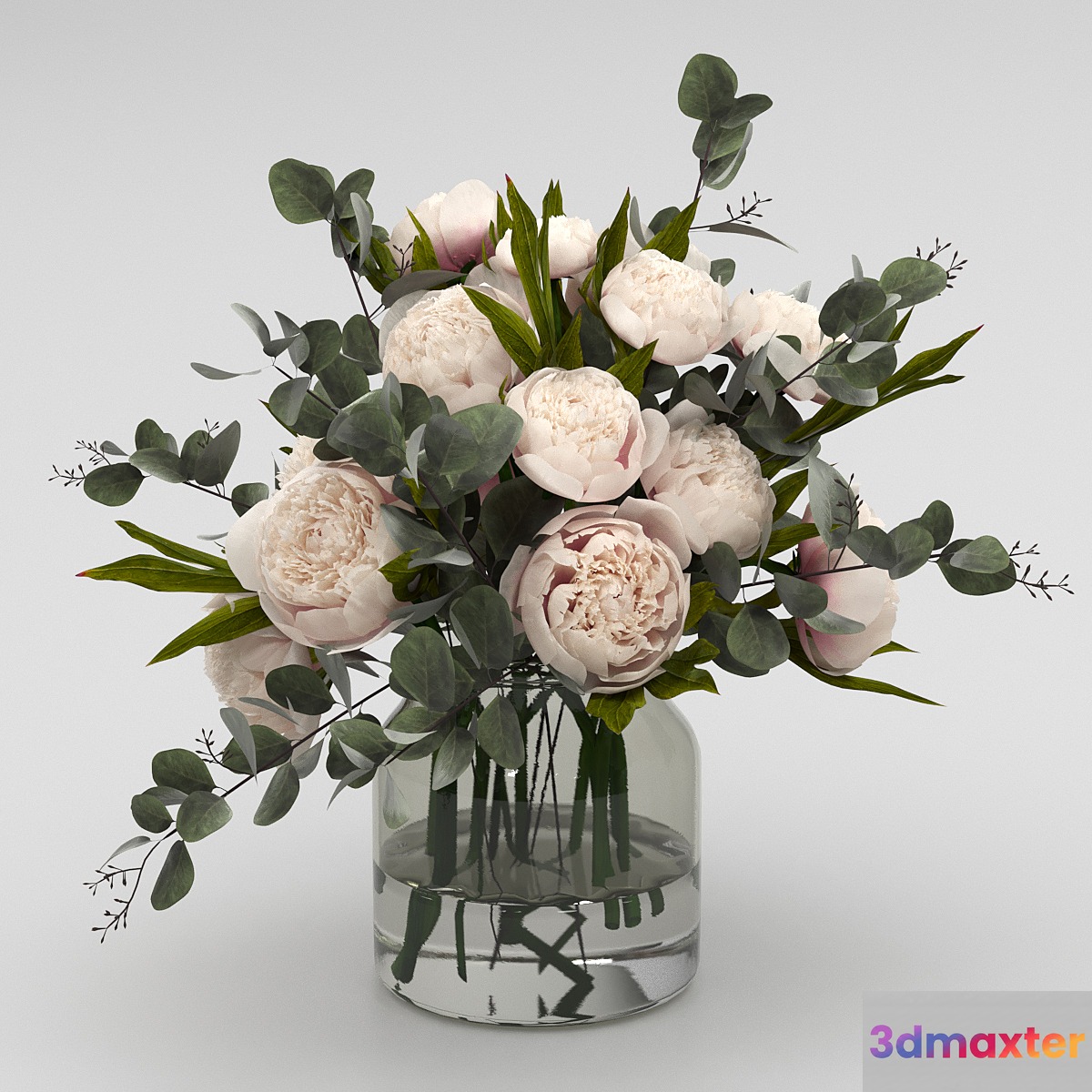 Bouquet of peonies with eucalyptus