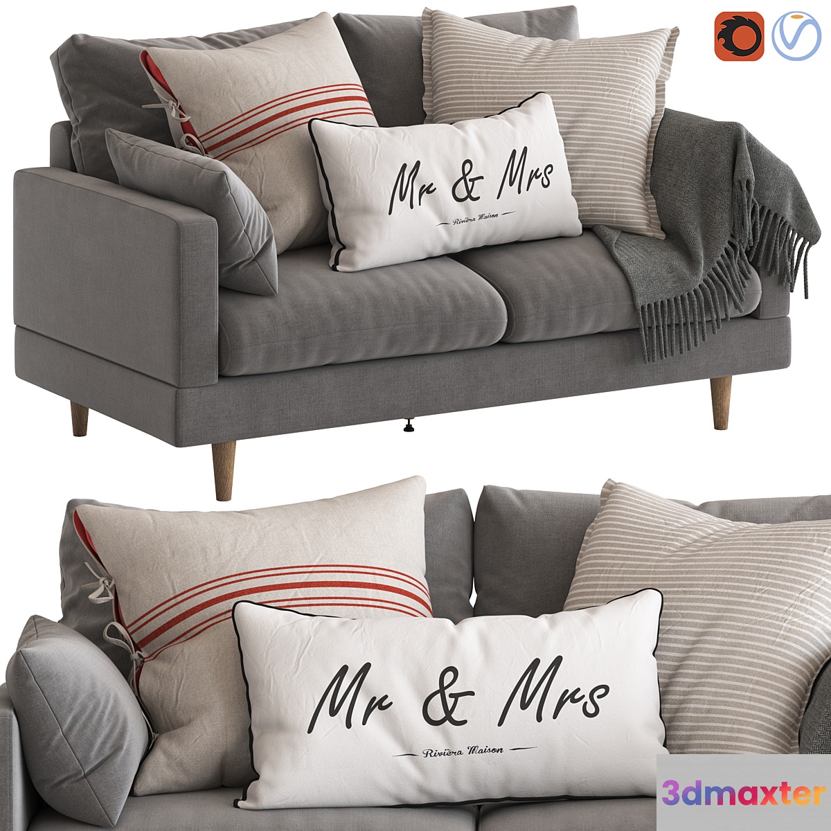 Temple and Webster Silas 2 Seater Sofa 3D Max