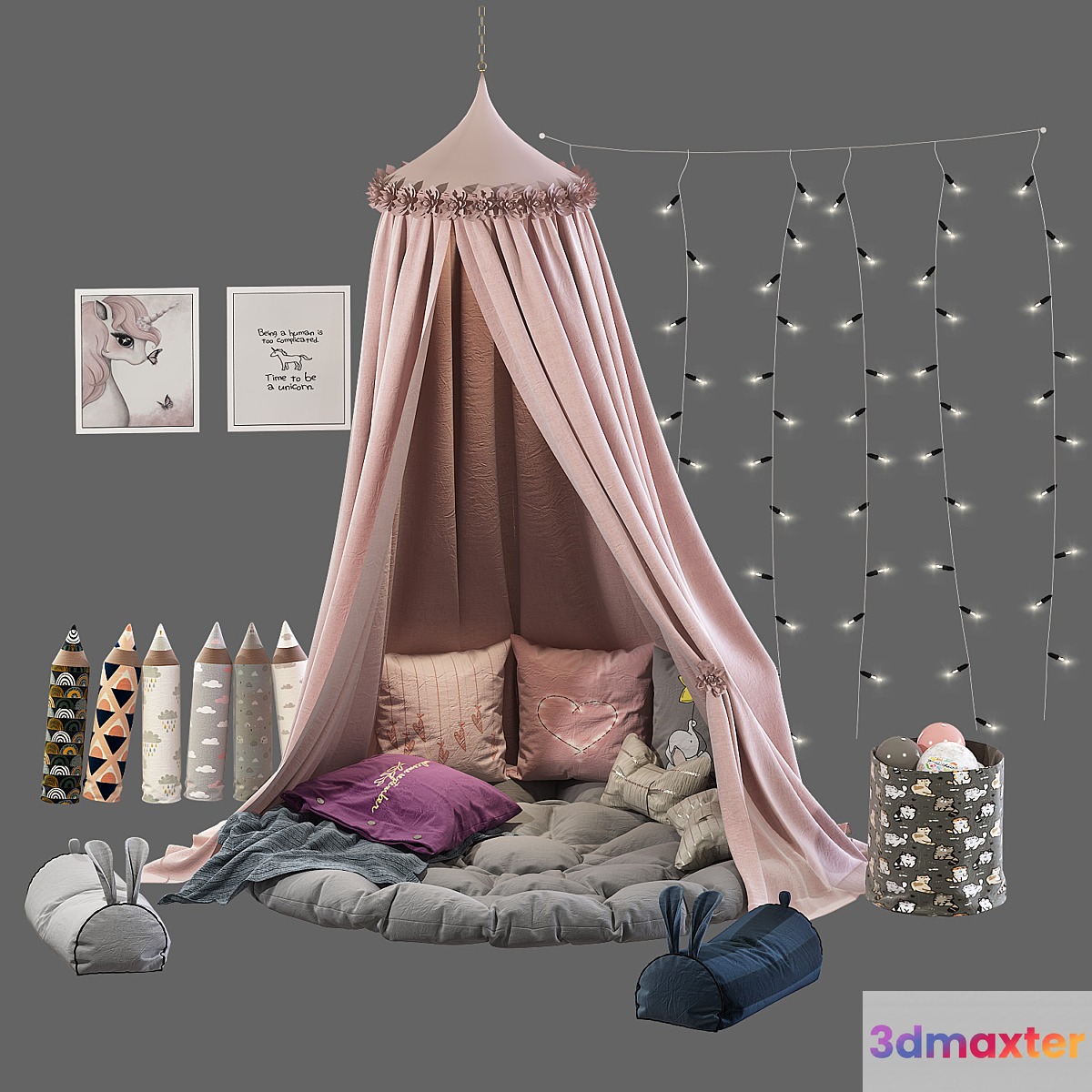 Children's canopy with decor 3D Max
