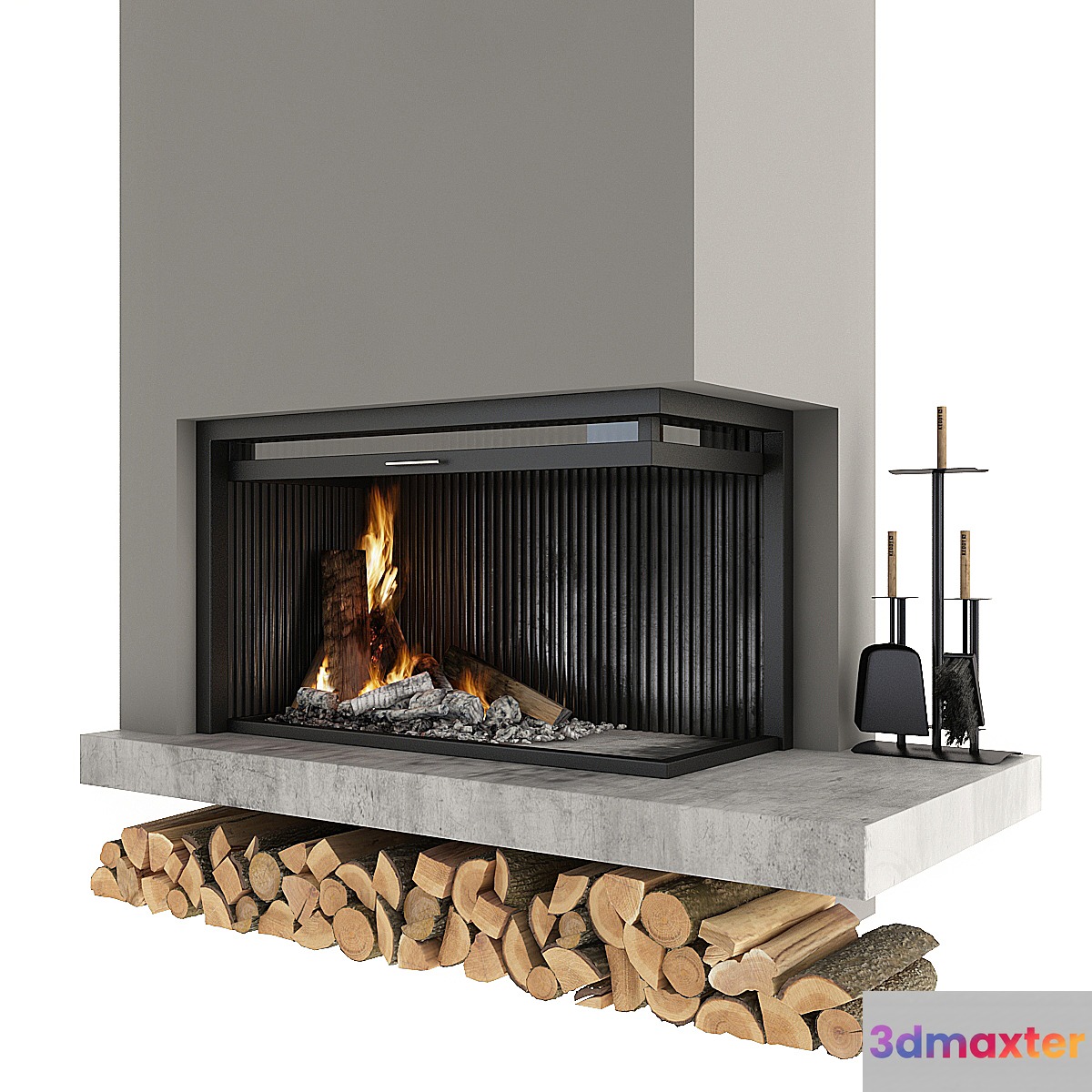 Corner fireplace
