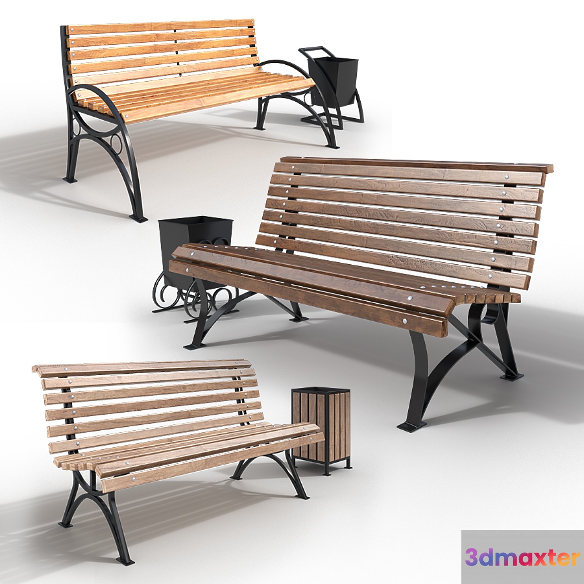 benches and urns 3D Max