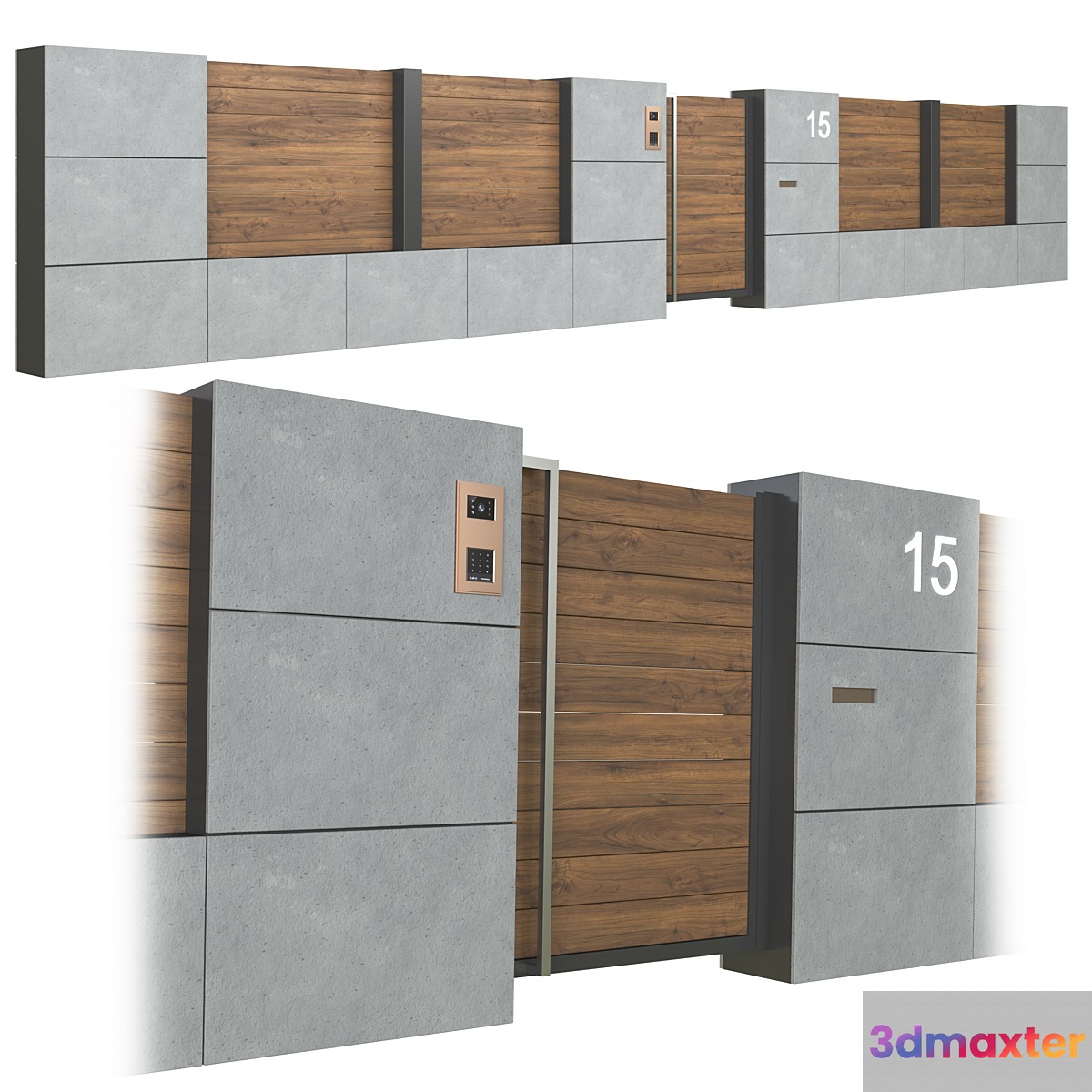 Fence with intercom 3D Max