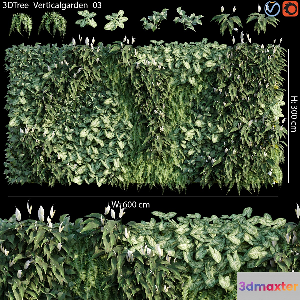 Verticalgarden - Green wall 03 3D Max