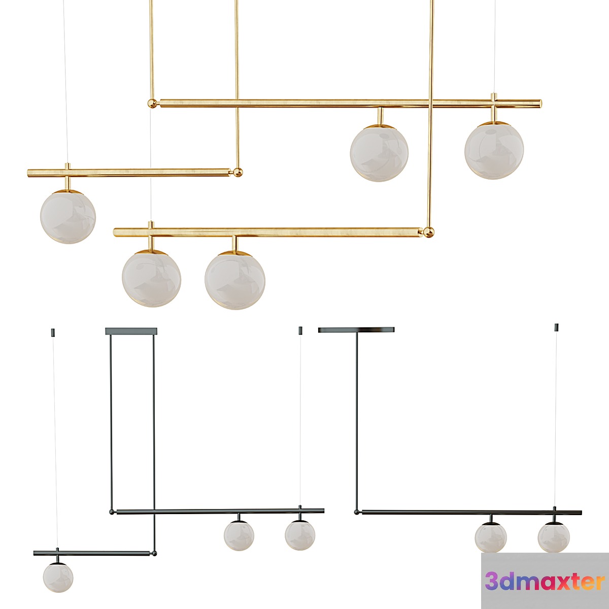 Chandelier barra lampatron 3D Max
