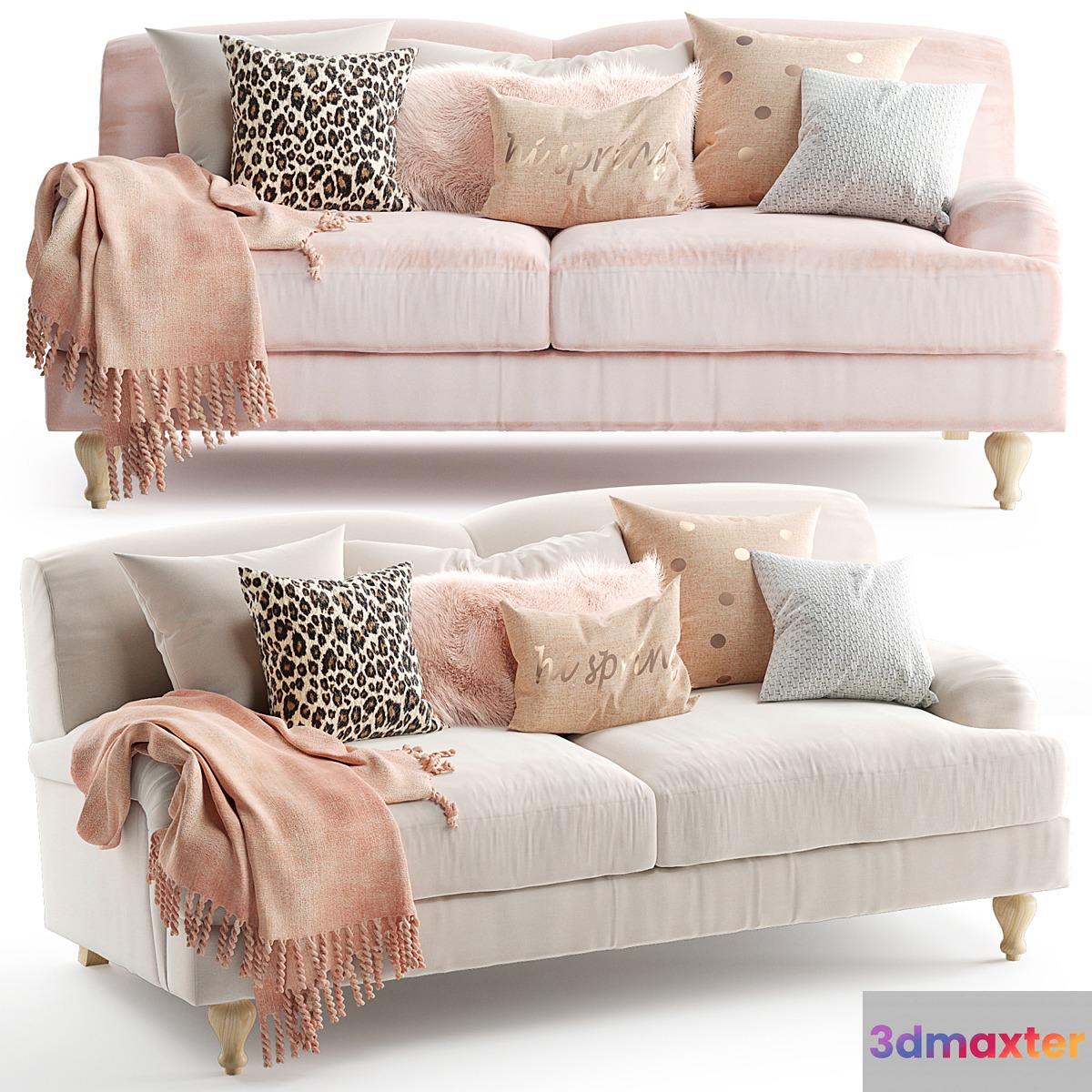 Rose Fabric Sofa 2 seater 3D Max