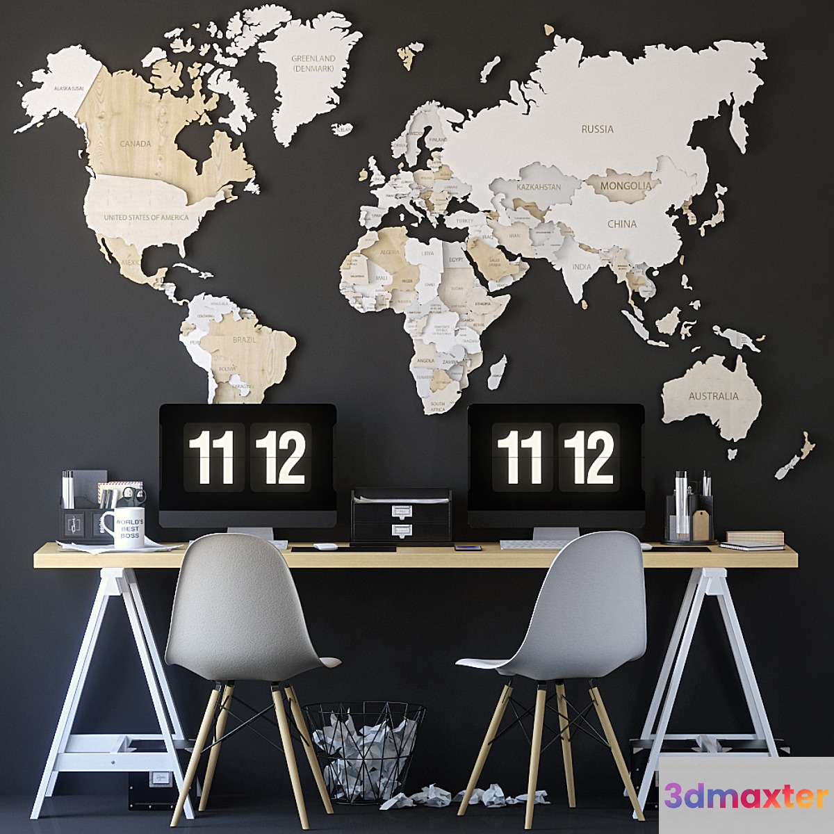 Office set with a map - No.2