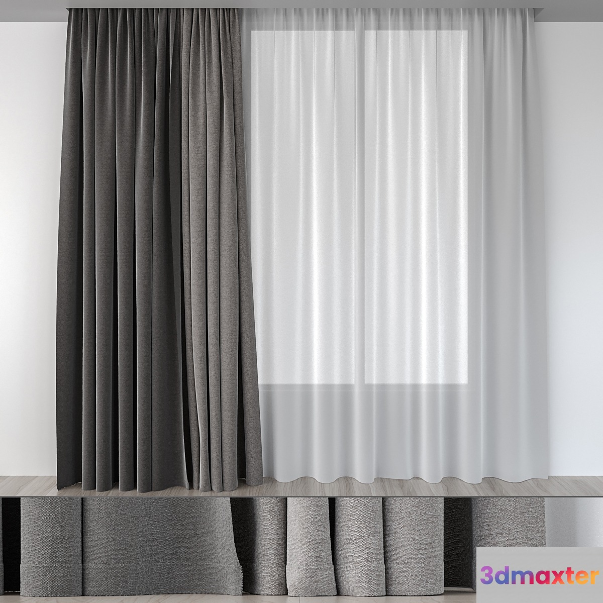 Curtains are gray 3D Max