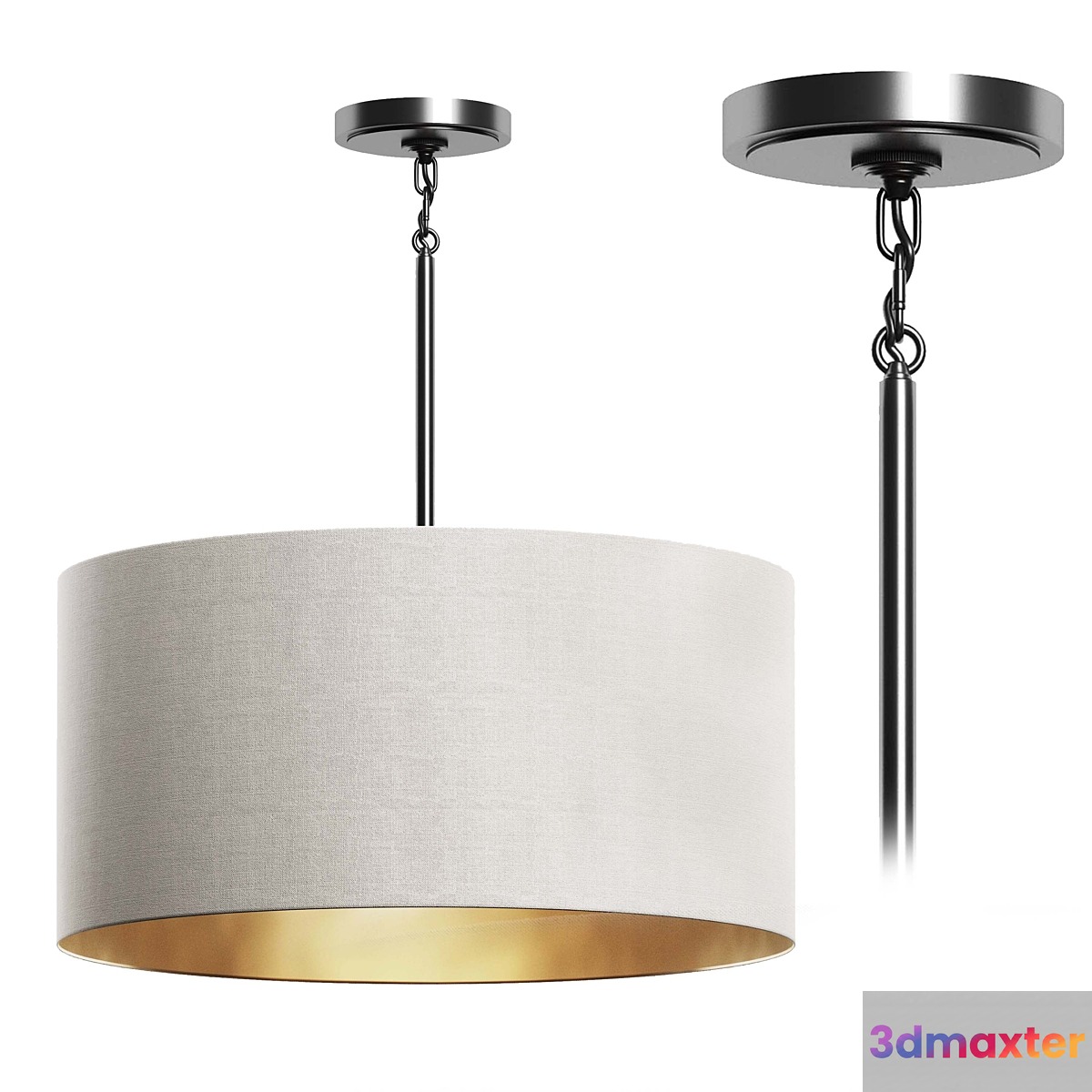 RESTORATION HARDWARE CICERO ROUND SHADE PENDANT WHITE LINEN