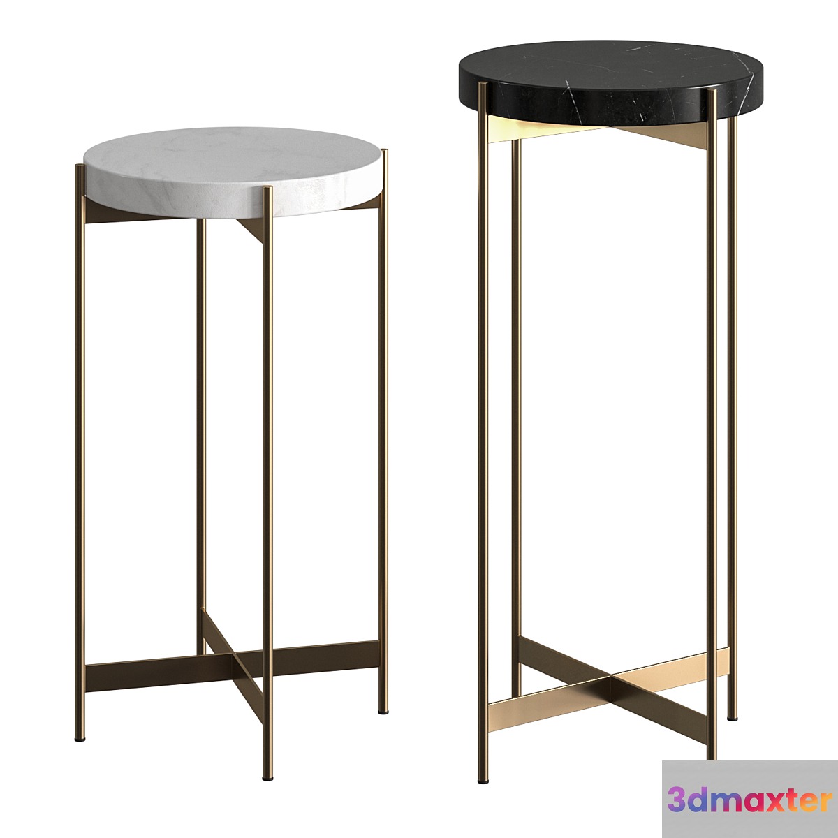 CB2 Block Marble Pedestal Tables - No.2