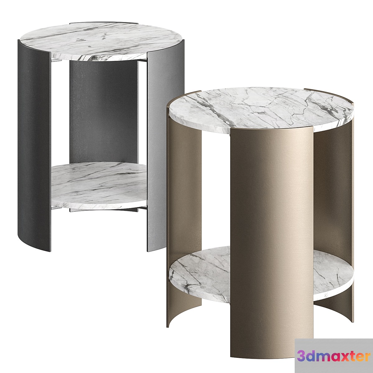 CB2 Beret Marble 2-Tier Side Table - No.4
