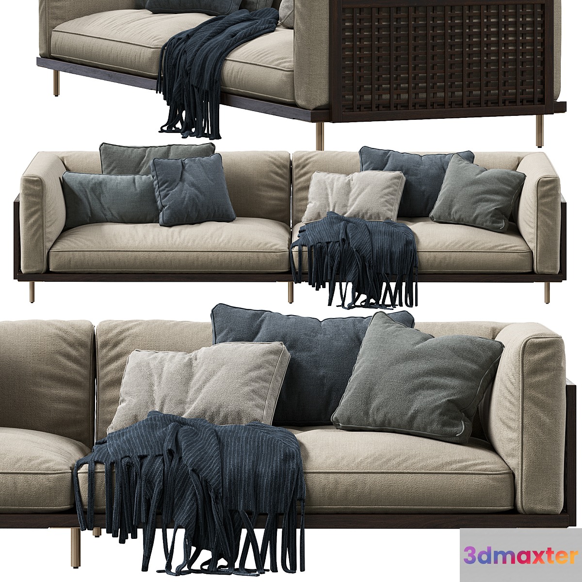 122 Belle Reeve Sofa Brass & Walnut - No.7